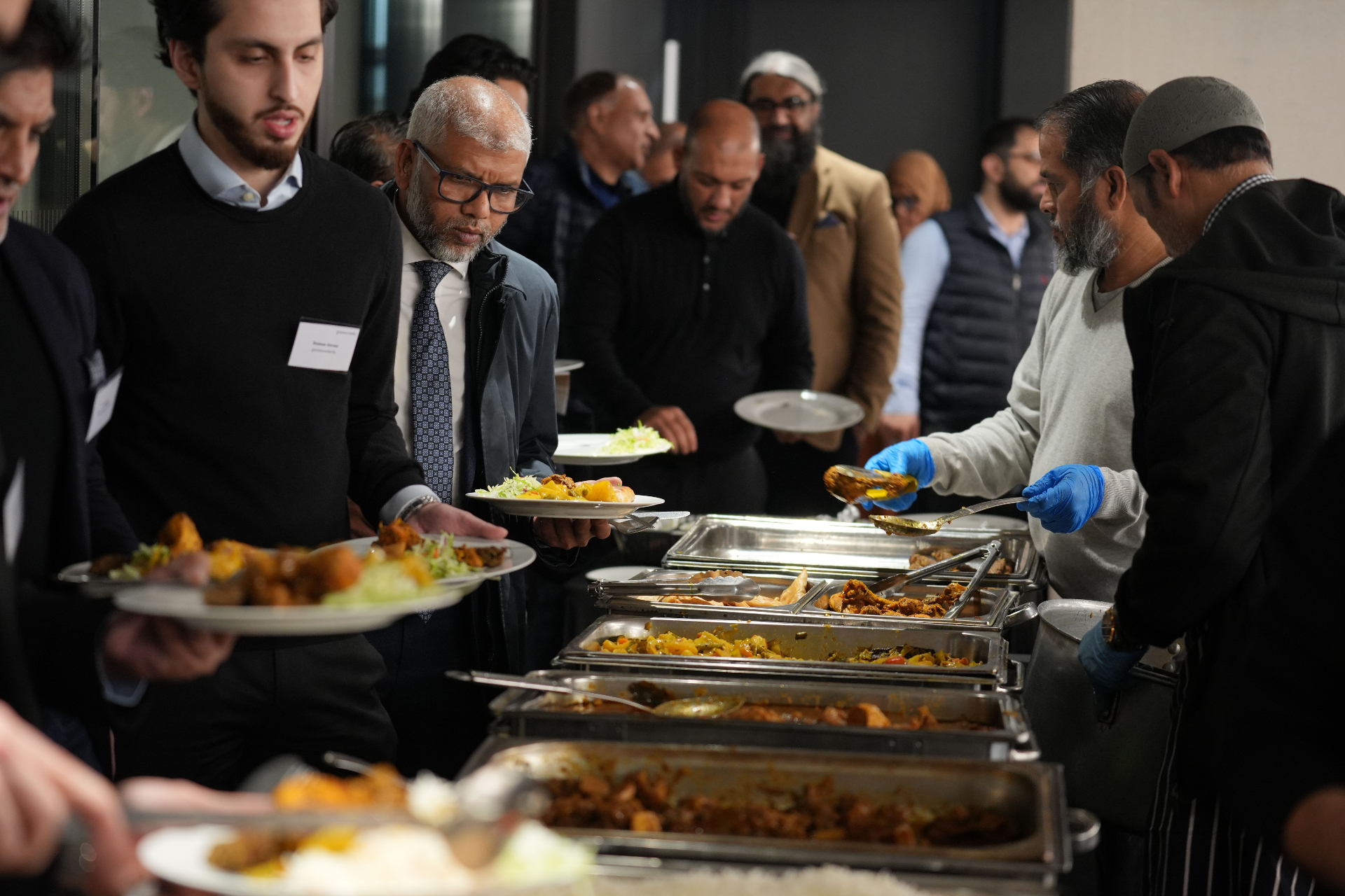 Guests being served dinner
